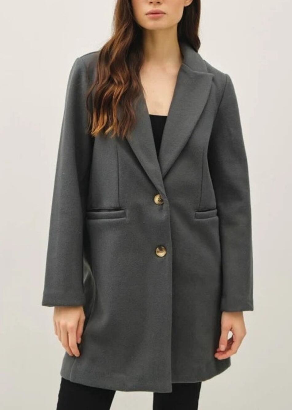 NWOT Womens Single Breasted Over Coat Medium Gray Old Money Quiet Luxury Paris